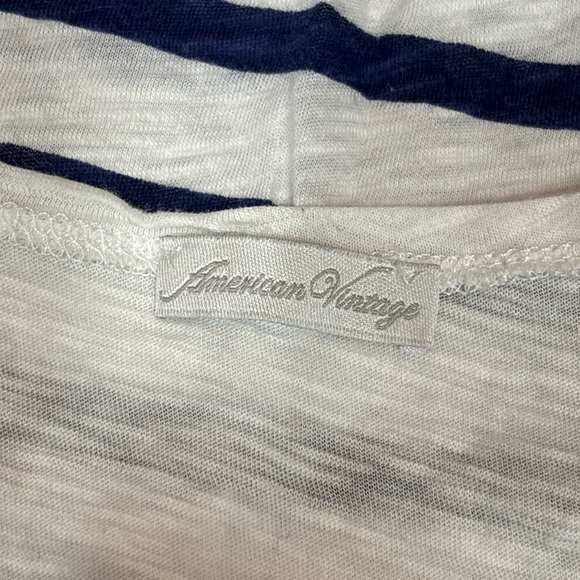 American Vintage Women’s Blue White Striped 100% Cotton Slub Knit Tank Top Large - Picture 2 of 16